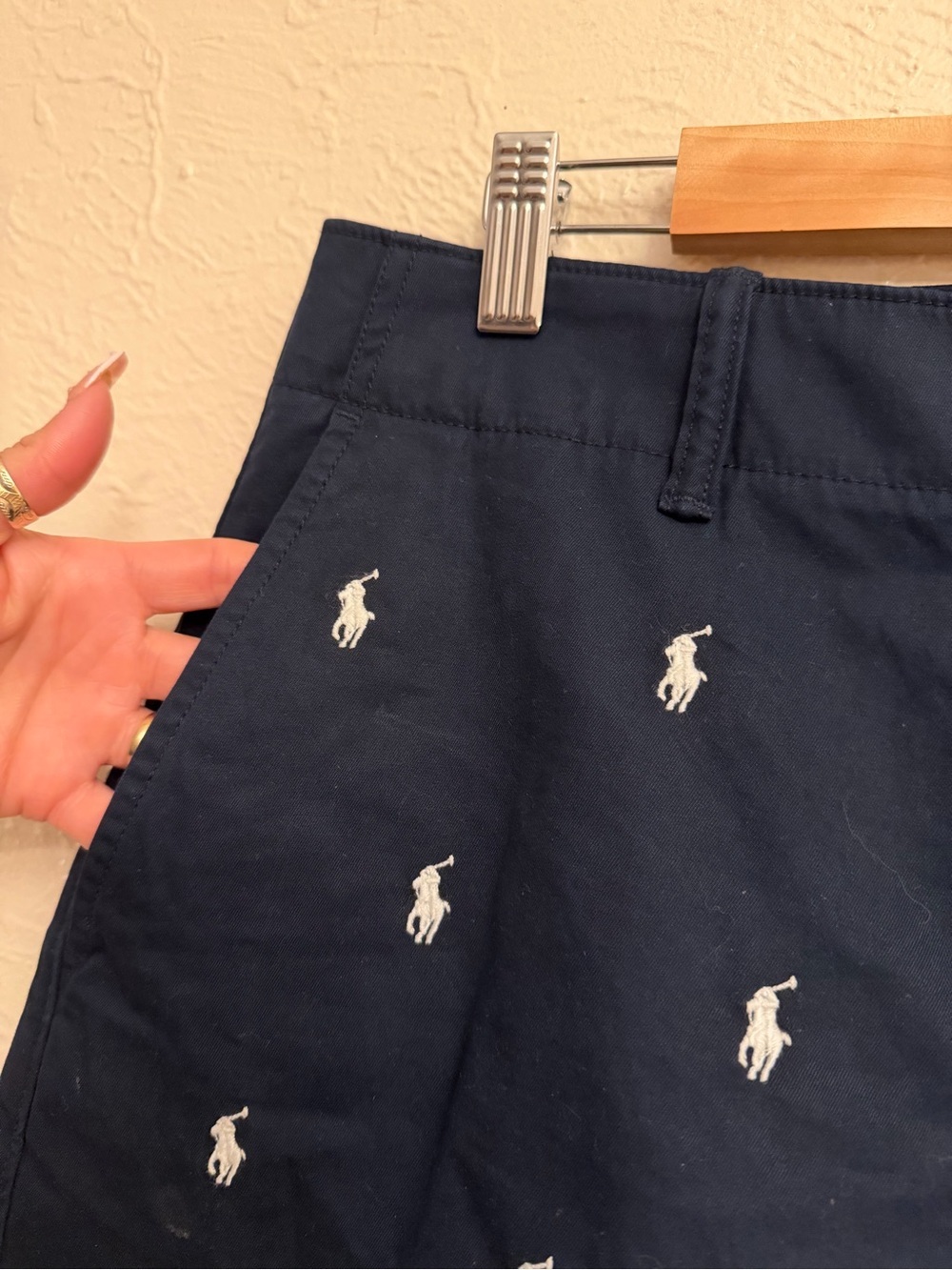 Ralph Lauren Navy Blue Polo Player Embroidered Women’s Shorts - Picture 5 of 10